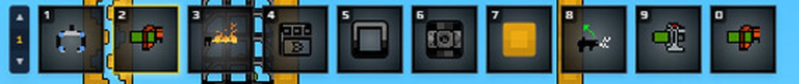The Sandustry build hotbar with numbered slots one through nine and zero