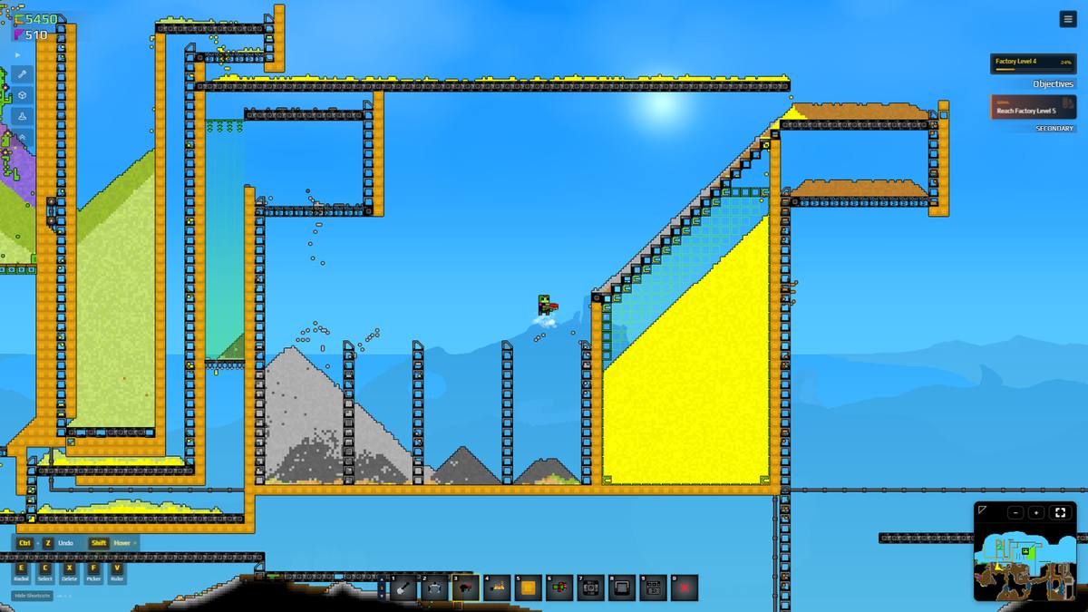 A large gold store and conveyor network built across open sky in Sandustry